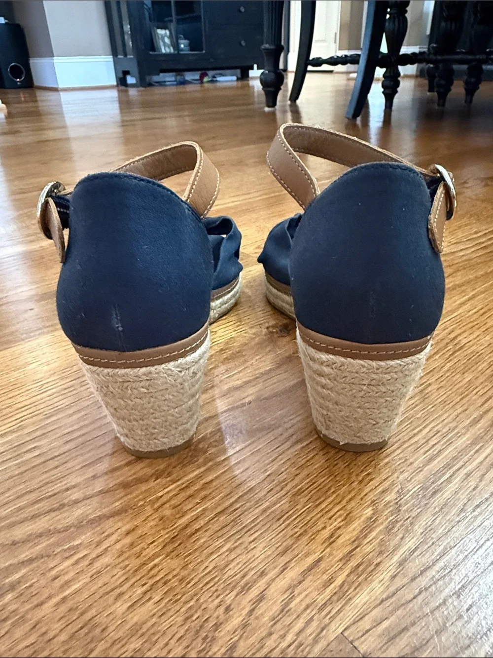 Tommy Hilfiger Iconic Elba Navy Bow Espadrille Wedges Size 7.5